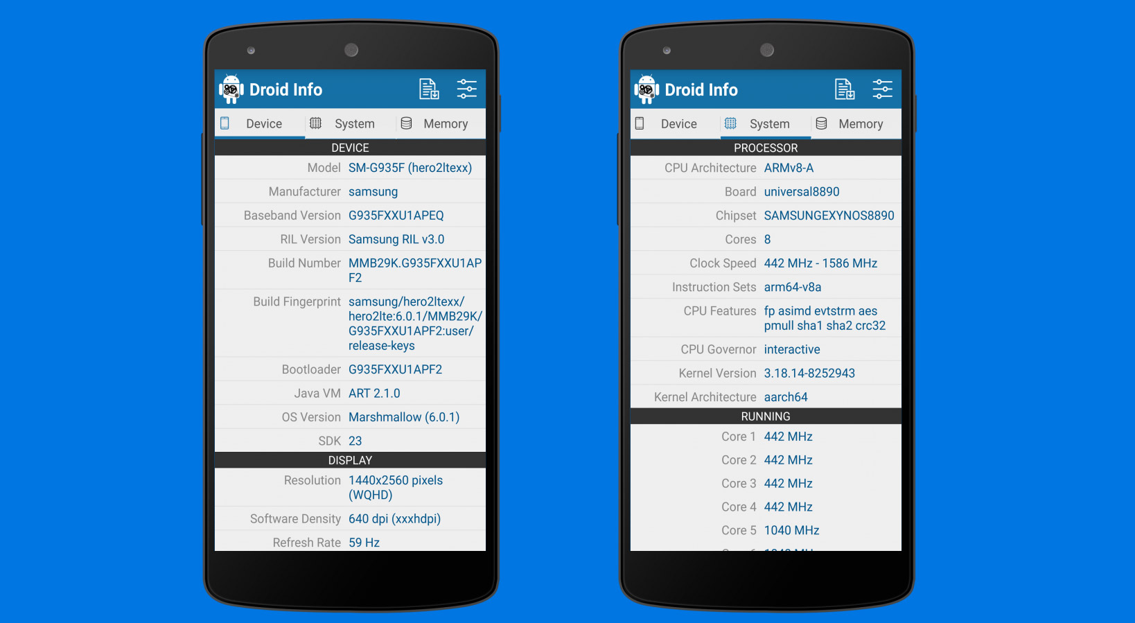 Droid Info: Android Hardware Info App for Android